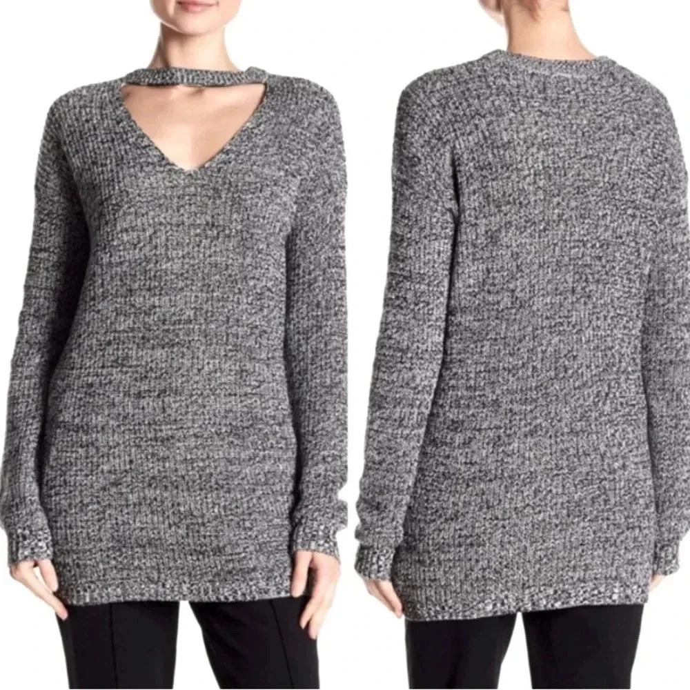 VINCE CAMUTO* Women’s Black White Choker Knit Sweater Size M